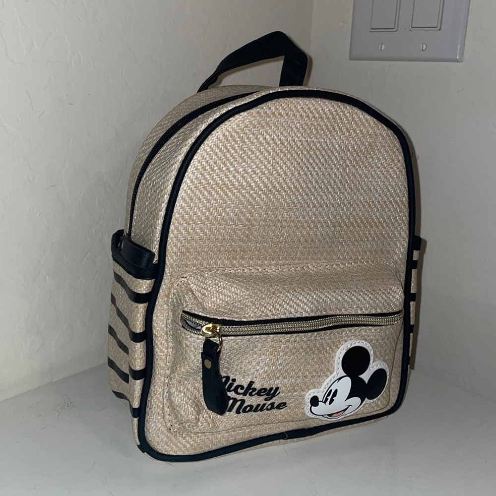Disney NWT! Mickey Mouse Mini Soft wicker style Backpack Back Pack Minnie purse